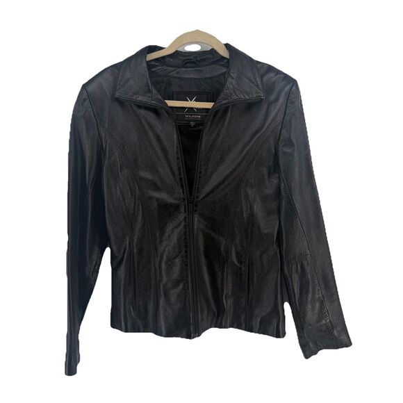 Wilsons Leather Jacket Womens Medium Full Zip Maxima Lined Coat Pockets - Picture 1 of 12